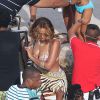 Beyoncé, Jay Z et Tina Knowles, en vacances aux îles de Lerins, retournent à bord de leur yacht. Cannes, le 8 septembre 2014.