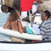 Beyoncé, Jay Z et Gloria Carter, en vacances aux îles de Lerins, retournent à bord de leur yacht. Cannes, le 8 septembre 2014.