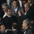  Nicolas Sarkozy - People assistent au match de football entre le PSG et Saint-Etienne au parc des Princes à Paris le 31 aout 2014.  