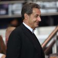  Nicolas Sarkozy - People assistent au match de football entre le PSG et Saint-Etienne au parc des Princes à Paris le 31 aout 2014.  