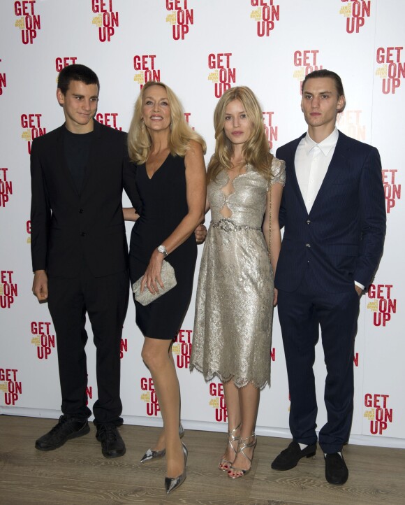 Gabriel Jagger, Jerry Hall, Georgia May Jagger et Josh McLellan - Soirée pour le film "Get On Up" au Ham Yard Hotel à Londres le 14 septembre 2014.