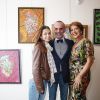 Exclusif - Adeline Blondieau et Gianni Lorenzon posent avec l'artiste - Vernissage de l'exposition "Tattoo" de Pascale Garnier-Cowan à la galerie "15 Saussure" à Paris, le 16 septembre 2014.