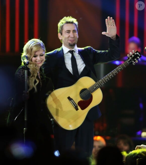 Avril Lavigne et Chad Kroeger en concert à Vancouver. Le 18 octobre 2013.