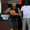 Chris Brown participe au match de basket-ball caritatif Power 106 All-Star à l'USC Galen Center. Los Angeles, le 21 septembre 2014.