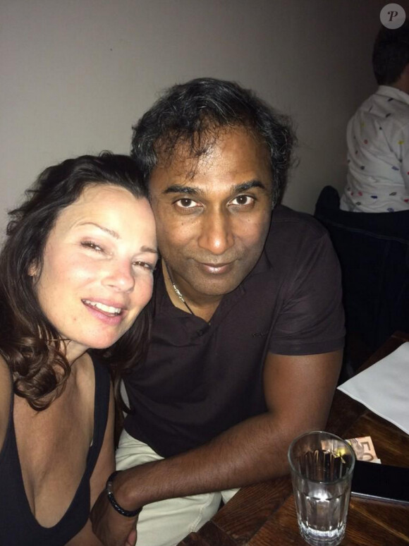 Fran Drescher et son mari Shiva Ayyadurai à Paris le 18 septembre 2014.