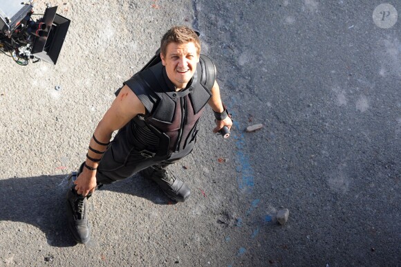 Jeremy Renner sur le tournage d'Avengers 2 en Italie, le 24 mars 2014.