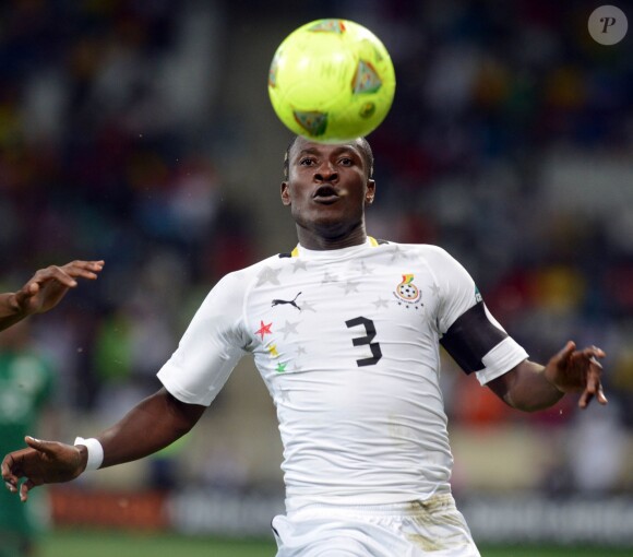 Asamoah Gyan lors de la demi-finale de la Coupe d'Afrique des Nations face au Burkina Faso au stade Mbombela de Nelspruit, le 6 février 2013