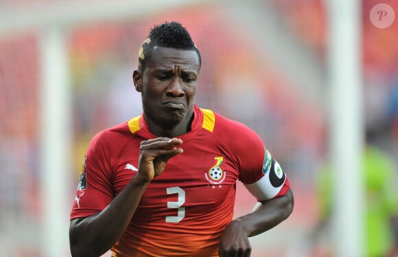 Asamoah Gyan lors de la Coupe d'Afrique des Nations lors du match entre le Ghana et le Nigeria le 28 janvier 2013 au stade Nelson Mandela de Port Elizabeth, le 28 janvier 2013