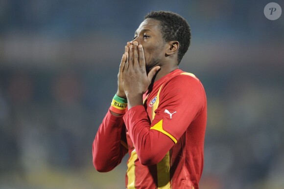 Asamoah Gyan lors du match entre le Ghana et les Etats-Unis au stade Royal Bafokeng de Rustenburg, le 26 juin 2010 à l'occasion de la Coupe du monde en Afrique du Sud