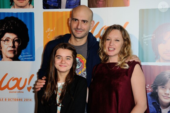 Lola Lasseron, Julien Neel et Ludivine Sagnier lors de l'avant-première du film "Lou ! Journal infime" au cinéma MK2 Bibliothèque à Paris, le 28 septembre 2014.