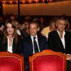 Nicolas Sarkozy et Carla Bruni-Sarkozy vont voir la pièce "Hôtel Europe" de Bernard-Henri Lévy au Théâtre de l'Atelier à Paris, le 12 septembre 2014. 