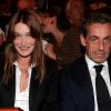 Nicolas Sarkozy et Carla Bruni-Sarkozy vont voir la pièce "Hôtel Europe" de Bernard-Henri Lévy au Théâtre de l'Atelier à Paris, le 12 septembre 2014. 