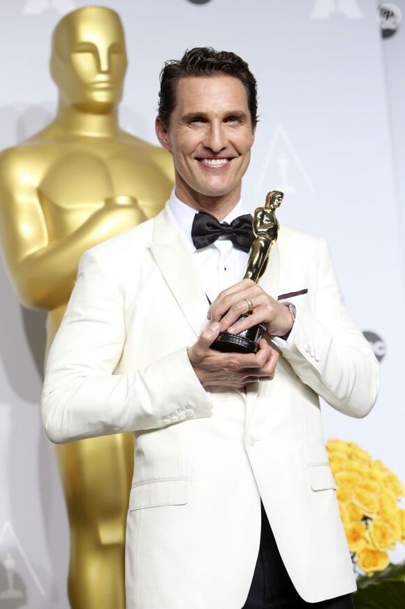 Matthew McConaughey (Oscar du meilleur acteur pour le rôle de Ron Woodroof dans le film "Dallas Buyers Club") - 86e cérémonie des Oscars à Hollywood, le 2 mars 2014.