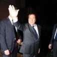 Silvio Berlusconi à la sortie du mariage de Michelle Hunziker et Tomaso Trussardi à Bergame, le 10 octobre 2014