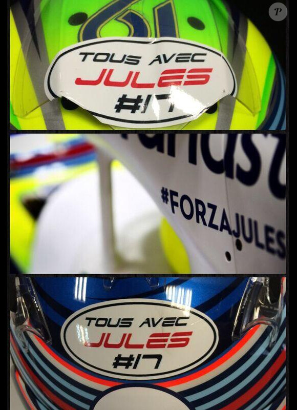 L'hommage de l'écurie Williams à Jules Bianchi lors du Grand Prix de Russie à Sotchi, photo publiée sur Twitter le 12 octobre 2014
