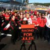 L'hommage de l'écurie Marussia à son pilote Jules Bianchi lors du Grand Prix de Russie à Sotchi, photo publiée sur Twitter le 12 octobre 2014