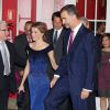 Le roi Felipe VI et la reine Letizia d'Espagne lors de la 13ème remise du prix du journalisme à Madrid, où était célébré également le 25ème anniversaire du journal "El Mundo". Le 20 octobre 2014.