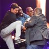Miko (Michael Simeoni), Noom Diawara, Jacky Brown et Issa Doumbia se disputent le prix de Révélation 2014 (remportée par Lacrim) lors des Trace Urban Music Awards 2014 au Casino de Paris. Le 22 octobre 2014.