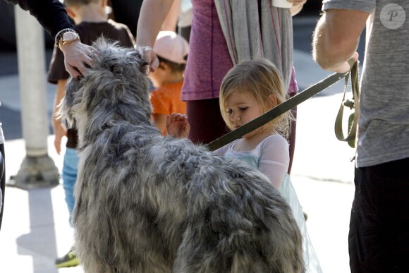 Ian Ziering et ses deux filles Mia et Penna Mae au Farmer's Market à Studio City, Los Angeles, le dimanche 26 octobre 2014. 