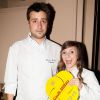 Les jeunes mariés Quentin Bourdy (Top Chef 2013) et Noëmie Honiat (Top Chef 2012 et 2014) lors de la soirée de lancement du guide Gault et Millau 2015 au Trianon à Paris le 27 octobre 2014