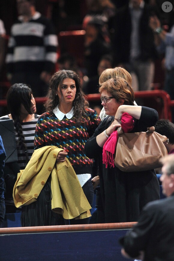 Noura, la compagne de Jo-Wilfried Tsonga lors du match de ce dernier au 3e jour du tournoi de tennis BNP Paribas Masters 2014 au palais Omnisports de Paris Bercy, le 29 octobre 2014 à Paris