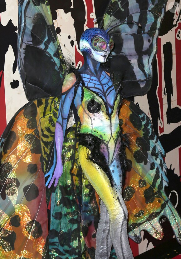Heidi Klum dans son costume de papillon alien pour la 15ème soirée "Moto X" d'Hallloween au "TAO Downtown". New York, le 31 octobre 2014.
