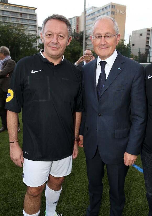 Thierry Braillard et Philippe Wahl, Président de La Poste lors des 13e Journées de l'arbitrage au stade Emile Anthoine, à Paris le 30 octobre 2014