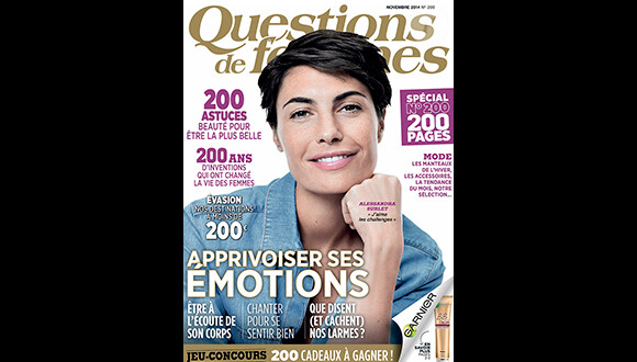 Alessandra Sublet en couverture de Questions de femmes (novembre 2014).