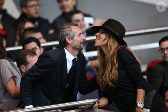 Jean-Claude Blanc, Cathy Guetta lors du match PSG-APOEL Nicosie à Paris le 5 novembre 2014. 