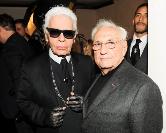 Karl Lagerfeld et Frank Gehry assistent au dîner "Louis Vuitton celebrating Monogram" organisé par Louis Vuitton au MoMA. New York, le 7 novembre 2014.