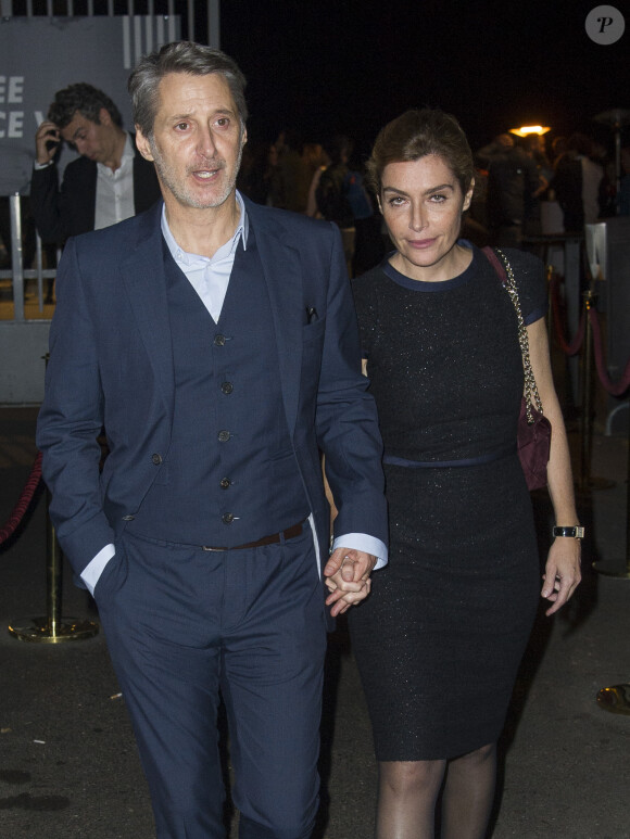 Exclusif - Antoine de Caunes et sa femme Daphné Roulier au Palais des Sports à Paris le 31 octobre 2014.