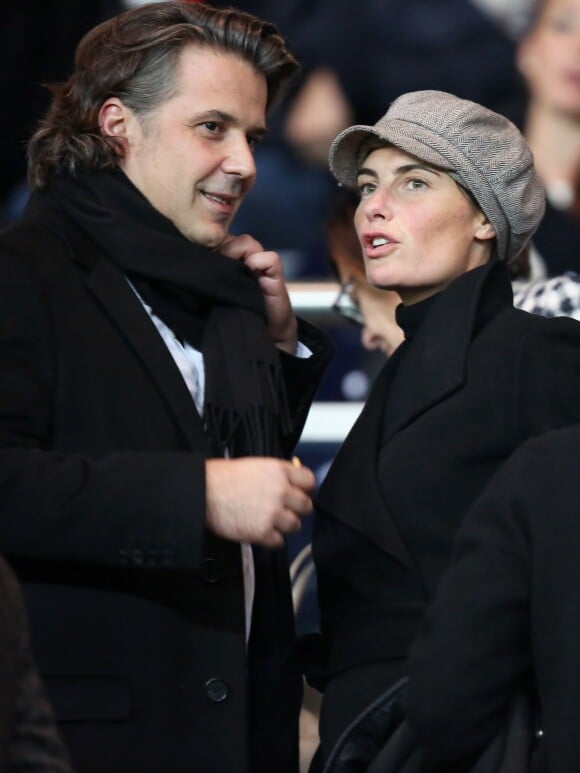 Vincent Labrune et Alessandra Sublet lors du match PSG - Marseille au Parc des Princes, Paris, le 9 novembre 2014.