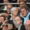 Christine Lagarde et son compagnon Xavier Giocanti lors du match PSG - Marseille au Parc des Princes, Paris, le 9 novembre 2014.