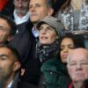 Alessandra Sublet (et son père Joël) lors du match PSG - Marseille au Parc des Princes, Paris, le 9 novembre 2014.