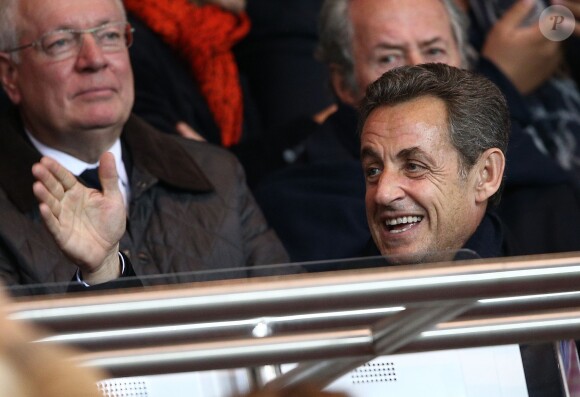 Nicolas Sarkozy au match entre le PSG et Marseille au parc des Princes à Paris le 9 novembre 2014.