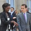 Rama Yade et son époux Joseph Zimet à l'Elysée, le 14 juillet 2007.