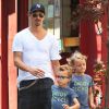 Zlatan Ibrahimovic, sa compagne Helena Seger, et leurs fils Maximilian et Vincent à New York, le 25 juin 2014