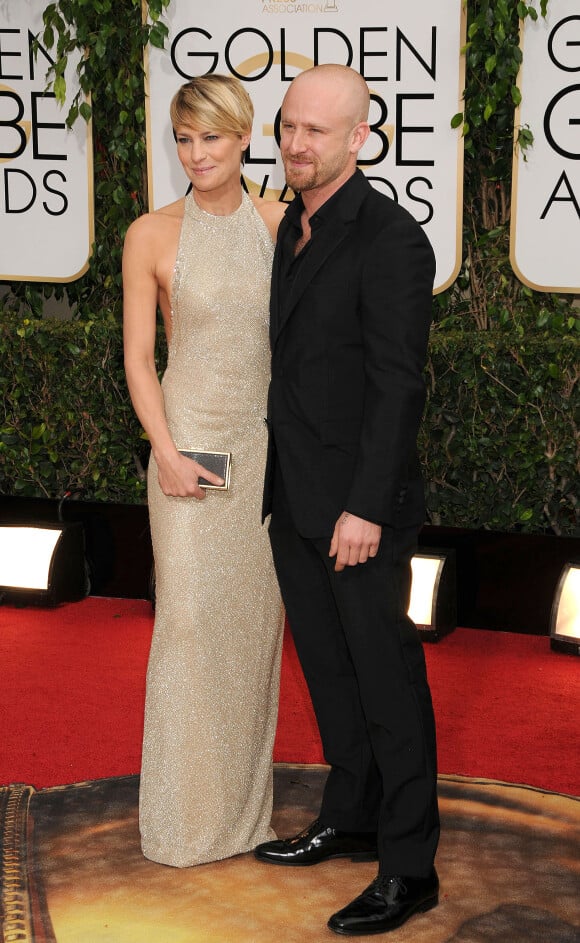 Robin Wright et son fiancé Ben Foster lors de la 71e cérémonie des Golden Globe Awards au Beverly Hilton Hotel à Beverly Hills, le 12 janvier 2014. 
