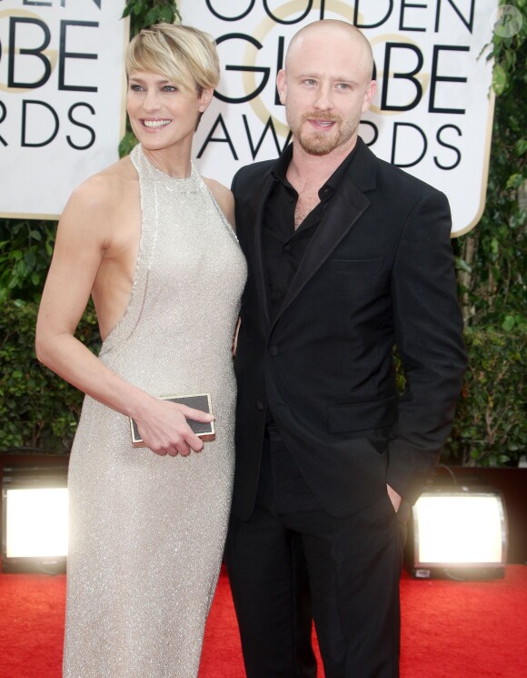 Ben Foster et sa fiancée Robin Wright lors de la 71e cérémonie des Golden Globe Awards à Beverly Hills, le 12 janvier 2014. 