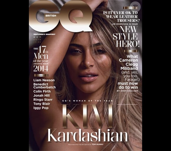 Kim Kardashian en couverture du magazine British GQ. Octobre 2014.