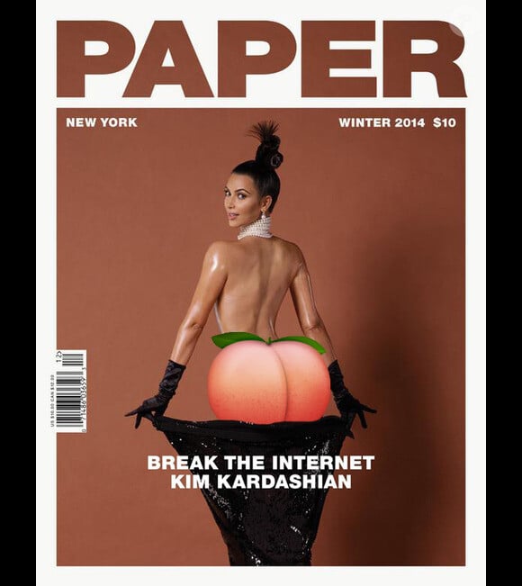 Kim Kardashian expose son bel abricot pour le magazine Paper.