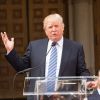Donald Trump psoe la première pierre du Trump International Hotel à Washington, le 24 juillet 2014.
