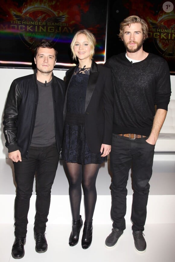 Josh Hutcherson, Jennifer Lawrence, Liam Hemsworth à New York le 15 novembre 2014.
