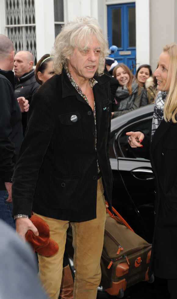 Bob Geldof - Arrivée des people à l'enregistrement "Band Air 30" pour venir en aide des victimes du virus Ebola, à Londres, le 15 novembre 2014.