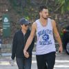 Lea Michele et son petit ami Matthew Paetz font leur séance de sport dans un parc, à Los Angeles, le 22 novembre 2014.