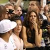 Nicole Scherzinger, en larmes après le titre de champion du monde décroché par son homme Lewis Hamilton lors du Grand Prix d'Abou Dhabi, le 23 novembre 2014