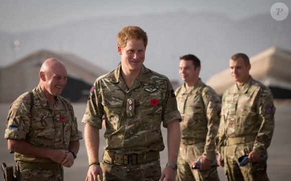 Le prince Harry en Afghanistan sur la base de Kandahar, le 9 novembre 2014, pour le remembrance sunday.