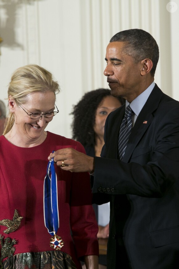 Barack Obama et Meryl Streep, à Washington, le 24 novembre 2014.