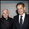 Charles Aznavour et Nicolas Sarkozy, à l'Olympia, le 28 septembre 2011