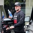 David Beckham et ses fils Brooklyn, Romeo et Cruz vont prendre un café après leur cours de gym à Brentwood, le 15 juillet 2014.